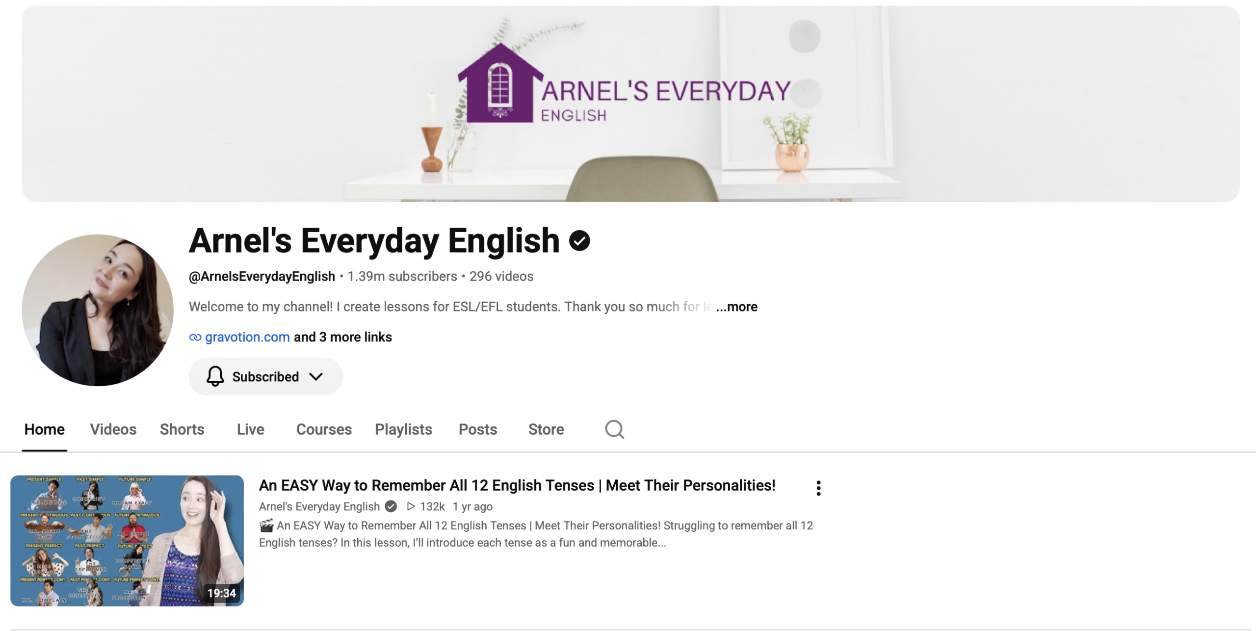 Arnel's Everyday English YouTube channel, animated English grammar lessons